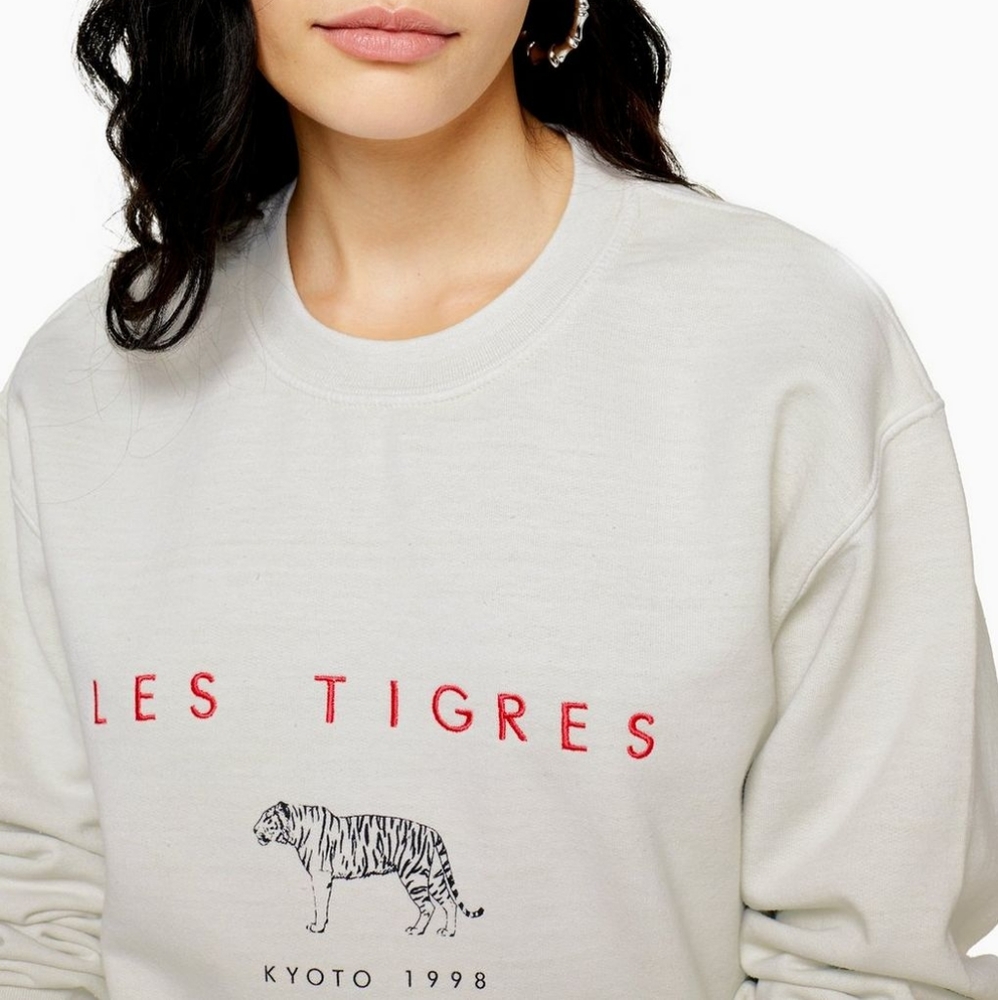 Topshop Les Tigers Sweatshirt Washed White